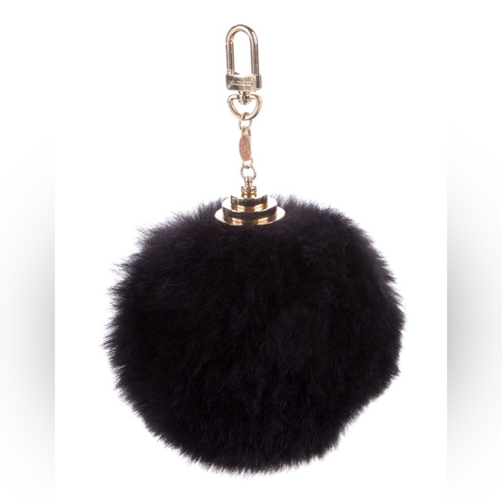 Louis Vuitton black mink fur bag charm keychain